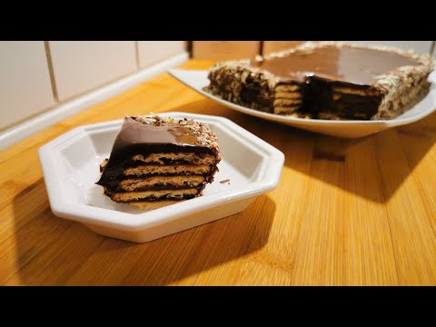 Tarta de galletas y chocolate. Tarta de la abuela.