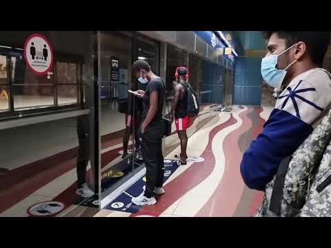 10:20pm Dubai UAE Metro Ride: Union Metro Station to Burjuman Metro Station