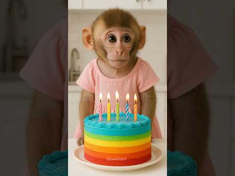 Cute monkey won’t share chocolate cake 😤🍰