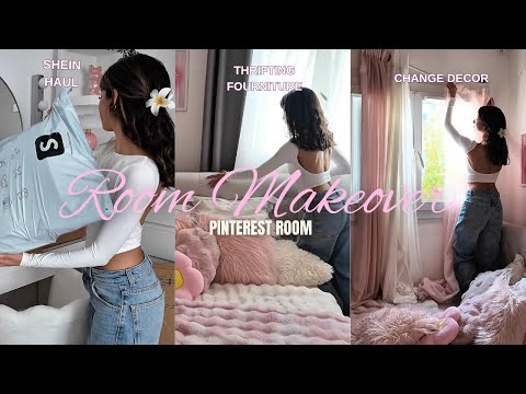 AESTHETIC ROOM MAKEOVER 🎀 Decorating, Organizing, SHEIN Haul 📦🌸✨ (Pinterest Inspired)