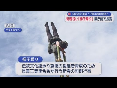 YouTube Video 新春恒例の梯子乗りを静岡県庁前で披露　技が決まるたびに大きな歓声