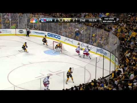 Rick Nash far side snapshot goal 2-2 May 19 2013 NY Rangers vs Boston Bruins NHL Hockey