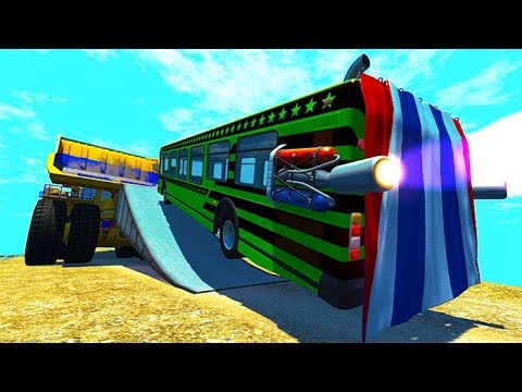 BeamNG drive - Jumping Over Belaz 75710 Car Jumps & Falls Into Orange Pit