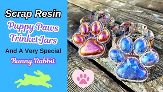 #198 Resin Scrap Pet Paw Jars & Bunny Are So Colorful