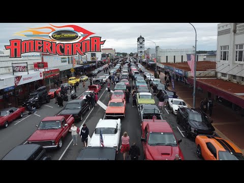 Aerial view of 900+ American Classic Cars at AmericaRna 2023