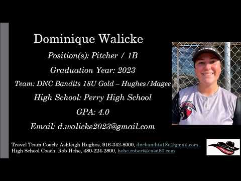Dominique Walicke Softball Skills Video - 2023 Pitcher 1B