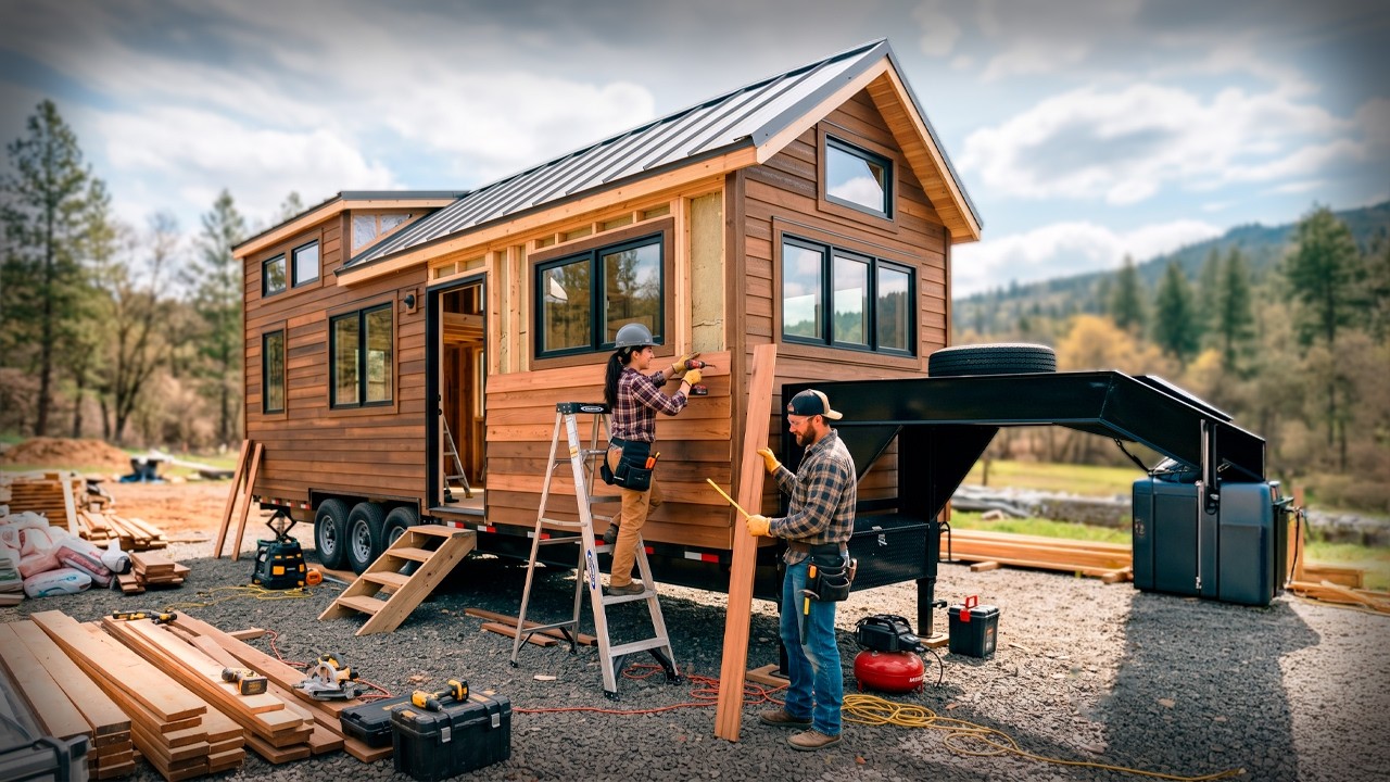 COUPLE TRANSFORMS a Trailer Into a LUXURY MOBILE HOME | Start to Finish by @buildersblueprint