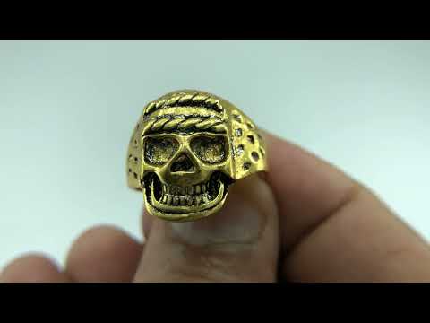 Modern 925 sterling silver gold plated skull scary finger ri...