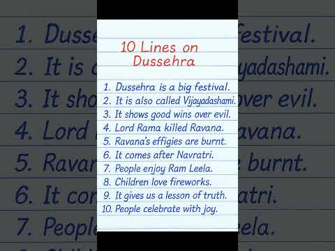 🎉 10 Lines on Dussehra | Easy English Essay | Notebook Style