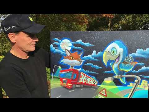 Def P - Straatkunst (Def P painting "Who Bombed the Truck?")