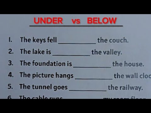 English Grammar Exercise - UNDER | BELOW | what's the difference?