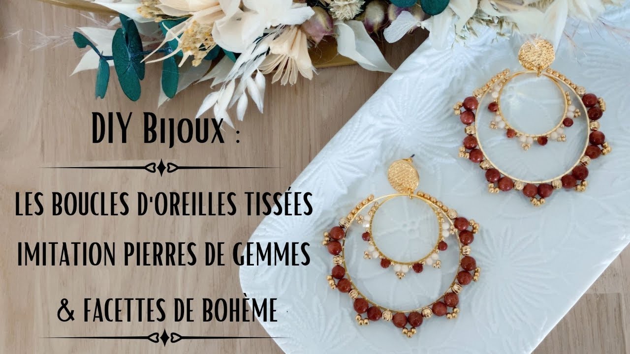 DIY : Tisser des boucles d'oreilles en perles de gemmes, facettes de bohème & rocailles Miyuki
