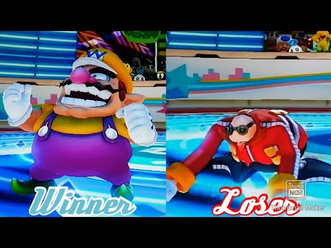 Mario & Sonic London 2012 Dr. Eggman Loses To Wario in Dream Sprint
