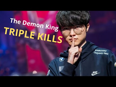 T1 Faker triple kills in game 3 against DK