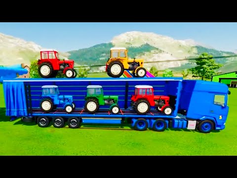 TRANSPORTING URSUS C330 COLORED TRACTORS WITH DAF TRUCK   Farming Simulator 22