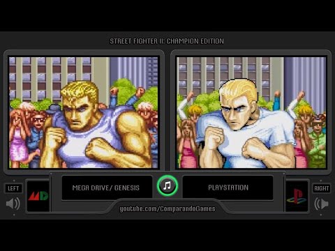 Street Fighter II: Champion Edition (Mega Drive vs Playstation) Side by Side Comparison (Genesis)
