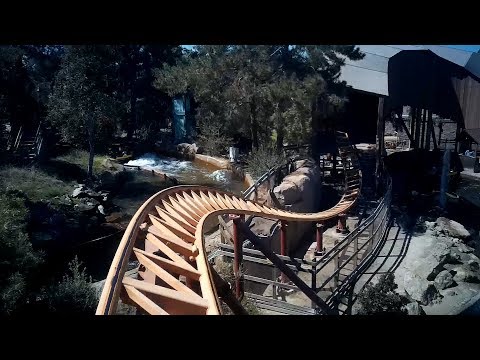 Pony Express Motorbike Roller Coaster Attraction Onboard Front POV Knott’s Berry Farm Theme Park CA