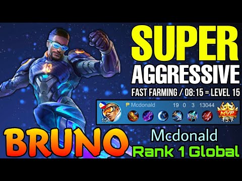 19 Kills Bruno Aggressive Gameplay! - Top 1 Global Bruno by Mcdonald - Mobile Legends