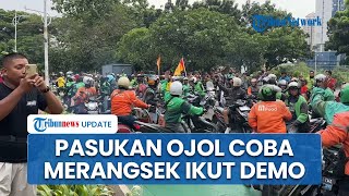 Pasukan Ojek Online Coba Masuk ke Area Massa Demo di Depan Gedung DPR, tapi Dihalau Polisi Bertameng