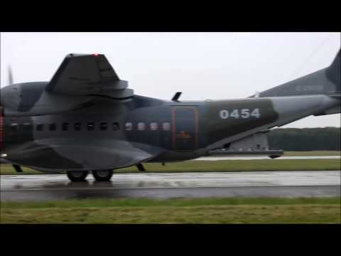 Czech Air Force Casa C-295 suddenly rolling backwards. Nice Powerback directly in front of me (HD)