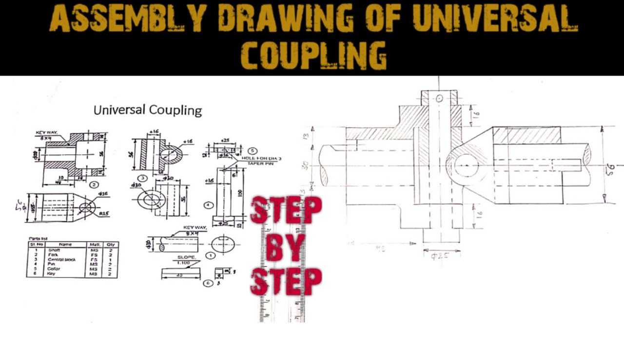 Assembly drawing of universal coupling  |Engineering and poetry|