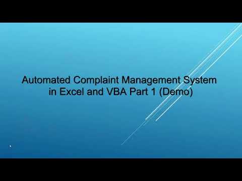 Complaint Management System in EXCEL and VBA ( part 1 )