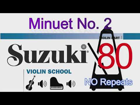 Minuet No. 2 | J.S. Bach | Suzuki Violin School | Volume 1 | NO Repeats | 80