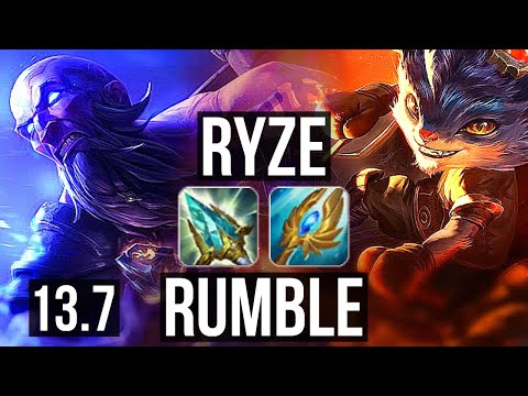 RYZE vs RUMBLE (MID) | 1.6M mastery, 900+ games, 3/2/10 | KR Master | 13.7