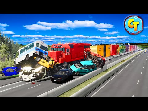 Train Accidents Derailments ✅ Autobahn High Speed RAMPAGE! #5 ✅ BeamNG DRIVE