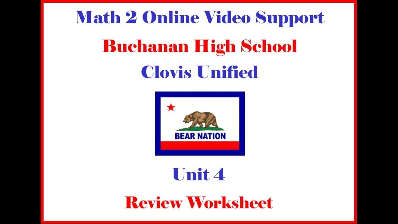 Math 2 Unit 4 Review Worksheet Morgan