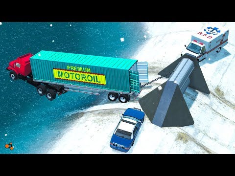 Beamng drive - Giant Winch Сrushes Сars #4