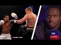 Dillian Whyte reacts to Anthony Joshua's knockout victory over Alexander Povetkin