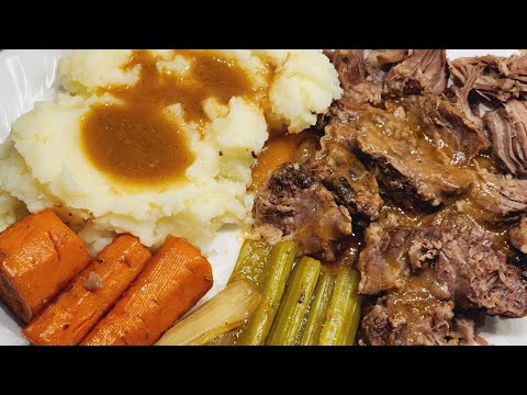 How to Make Slow Cooker Pot Roast with Homemade Mashed Potatoes and Gravy.