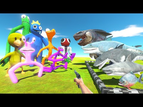 FPS Avatar Rescues King Shark and Fights Rainbow Friends - Animal Revolt Battle Simulator