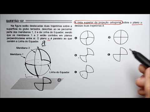 ENEM 2022 - PROJEÇÃO : Na figura estão destacadas duas trajetórias sobre a superfície do globo.