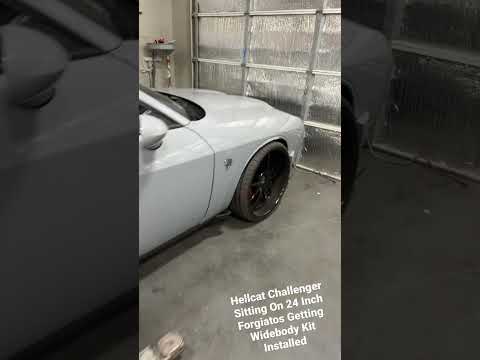 Hellcat Challenger Getting Widebody Kit Installed Sitting On 24 Inch