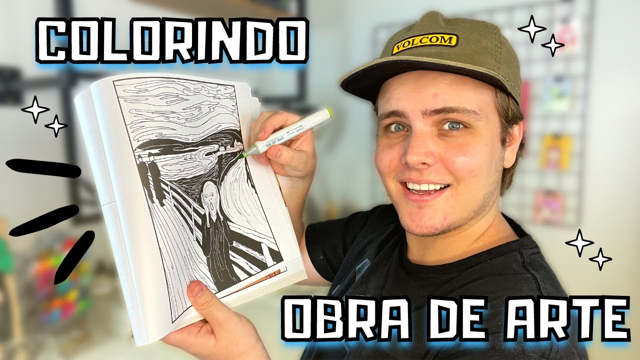 COLORINDO LIVRO COM OBRAS DE ARTE FAMOSAS COM MATERIAIS PROFISSIONAIS DE DESENHO