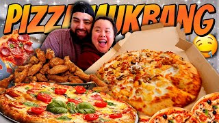 PIZZA HUT + BUFFALO WINGS MUKBANG 먹방 CHICKEN, SAUSAGE, BACON PAN CRUST + HAWAIIAN PIZZA EATING SHOW!