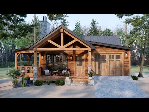 39'x29' (12x9m) COZY & LOVELY Small House | Awesome and Peaceful Wood Cabin House Design.