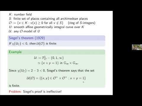 Bjorn Poonen: Integral points on curves via Baker's method and finite étale covers (NTWS 168)