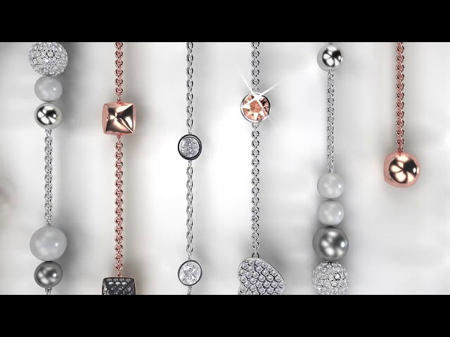 Vídeo relacionado con Swarovski Strand Remix Collection, Silueta Bañada en Tono Oro que Presenta Eslabones Grandes y Cristales Brillantes a Intervalos Regulares, Blanco