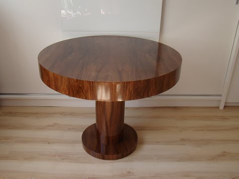 okrągły stół rozsuwany, fornir orzech włoski