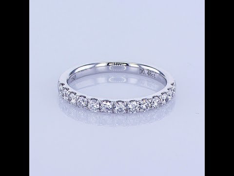 0.48CT 18KT WHITE GOLD PAVE DIAMOND ROUND CUT WEDDING RING