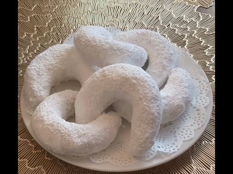 🇩🇿 Algerian Sugar Coated Almond Filled Crescent Cookies - Tcharek Msaker