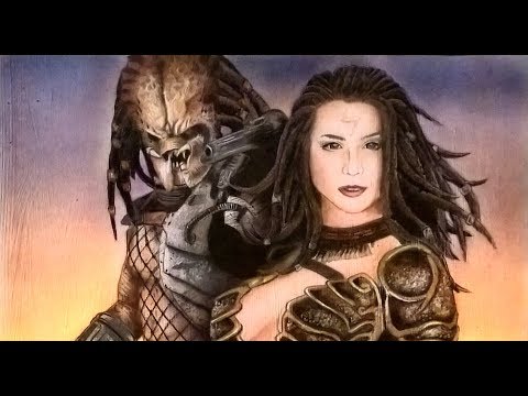 Predator/Machiko Noguchi painting featuring Laura Legends