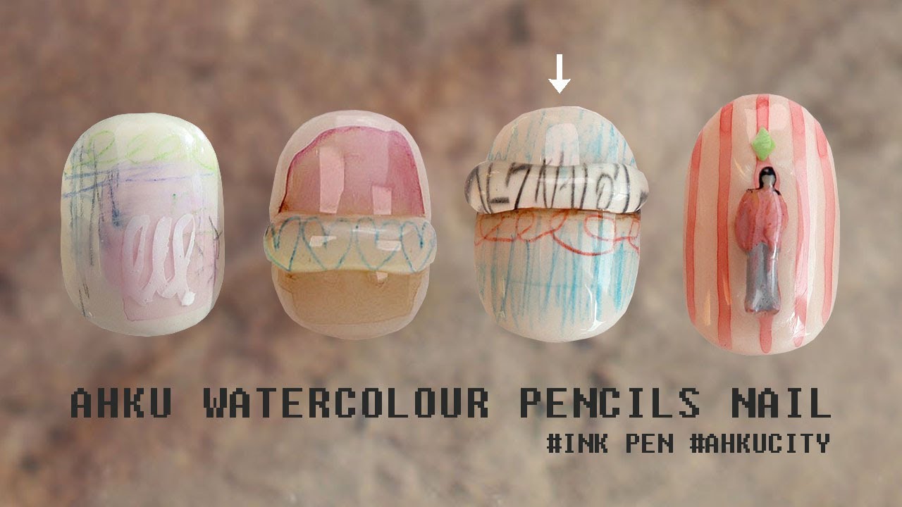 [AHKU MEMBERSHIP]how to AHKU unique watercolour pencils nail ③ 아쿠네일/유니크수채네일 個性絵具ネイル