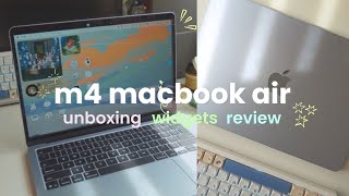 macbook air M4 unboxing 💻 aesthetic desktop, widgets, review, tips