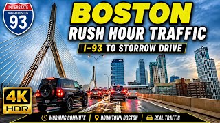 I-93 to Storrow Drive | Boston Rush Hour Traffic | 4K HDR Morning Commute 