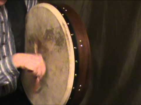 BTN8R (close up):Roosebeck Bodhran, Inside Tunable w/Goat Skin Head & Cross-Bar,18-by-3.5-Inch