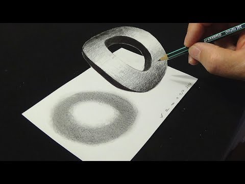 Floating Letter O - Drawing letter O with Pencil u0026 Marker - 3D 